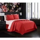 Alternate image 2 for Chic Home Sachi Floral Scroll Pattern Design Bed In A Bag Quilt Set - Queen 90x90", Brick