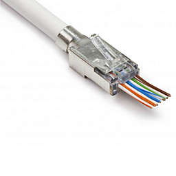 Cable Wholesale Platinum Tools EZ-RJ45 Shielded Cat6 Crimp Plugs (Cat5e Compatible), external ground, Slide Through Wires, 10 Pieces Clamshell