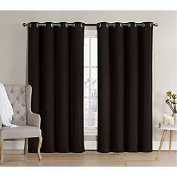 GoodGram 2 Pack  Hotel Thermal Grommet 100% Blackout Curtains - 52 in. W x 63 in. L, Black