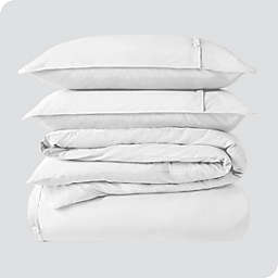 Bare Home 100% Organic Cotton Duvet Set - Crisp Percale Weave - Lightweight & Breathable (White, Full/Queen)