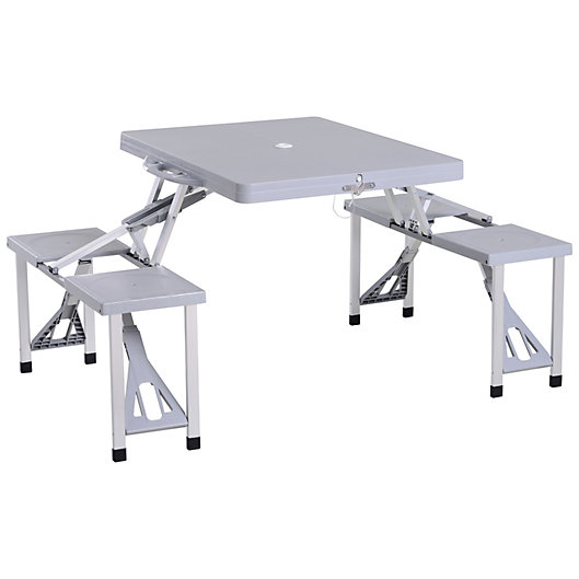 Portable Folding Picnic Table Camping Party Outdoor 4 Seats Set Aluminum & ABS 