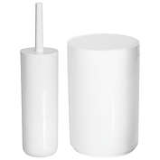 mDesign Toilet Bowl Brush and Wastebasket Combo - Set of 2