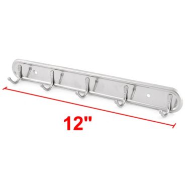 Unique Bargains Wall Mount Rack 5 Hanging Hooks, Lightweight Bedroom Washroom Wall Mounted Towel Hat Coat Hanger Rack, 2 Pieces, 12" x 1.3" x 1.4"(L*W*H). View a larger version of this product image.