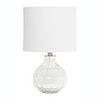 Alternate image 0 for Elegant Designs 17.75" Modern Glass Patterned Hexagon Standard Endtable Bedside Desk Table Lamp With White Fabric Shade, Clear