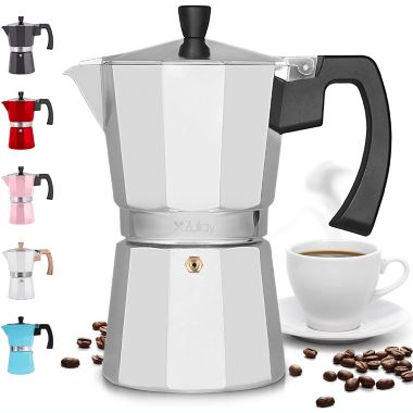 Zulay Kitchen Classic Stovetop Italian Style Espresso Maker 2020 Model - 8 Espresso cups (Silver). View a larger version of this product image.