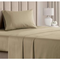 CGK Unlimited 3 Piece 100% Cotton 400 Thread Count Sheet Set - Twin Extra Long - Beige