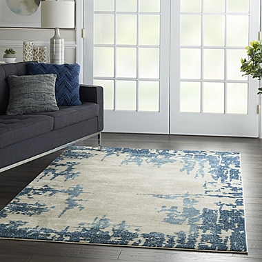 Nourison Imprints IMT04 Ivory/Blue Indoor Area Rug - 5&#39;3 x 7&#39;3. View a larger version of this product image.