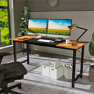Costway-CA 63 Inch Home Office Computer Desk with Heavy Duty Steel Frame. View a larger version of this product image.