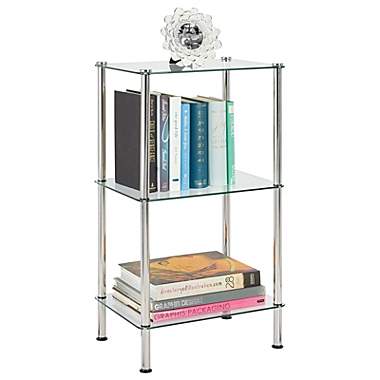 mDesign Metal/Glass 3-Tier Storage Tower w/ Glass Shelves, 2 Pack, Chrome/Clear. View a larger version of this product image.