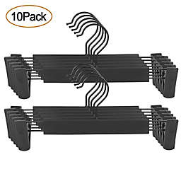 Kitcheniva 10-Pack Black Plastic Clothes Pants Hangers W/ Metal Hooks Non-slip Clips 12