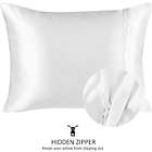 Alternate image 1 for SHOPBEDDING Silky Satin Pillowcase for Hair and Skin - Standard Satin Pillow Case with Zipper, White (Pillowcase Set of 2) By BLISSFORD