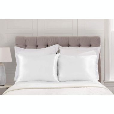 SHOPBEDDING Silky Satin Pillowcase for Hair and Skin - Standard Satin Pillow Case with Zipper, White (Pillowcase Set of 2) By BLISSFORD. View a larger version of this product image.