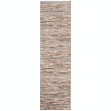 Nourison Elation Modern Indoor Rug Ivory Grey 2'3" x 7'6". View a larger version of this product image.