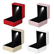 Kitcheniva Lot 10, White, Mini LED Jewelry Gift Box Lighted Engagement Ring Box for Proposal Wedding Case