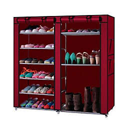 Infinity Merch Closet Rack Shelf Storage Organizer Cabinet Standing 9 Tier Red