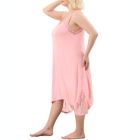 Alternate image 3 for Agnes Orinda Women's Plus Size Sleep Dress Lace Insert Sleeveness Irregular Hem Nightgown, Rayon Sleepwear Sleepshirts Nightdress Loose Fit Gown Dress, Pink, 3X