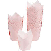Juvale Tulip Cupcake Liners - 100-Pack Medium Baking Cups, Muffin Wrappers, Perfect for Birthday Parties, Weddings, Baby Showers, Bakeries, Catering, Restaurants, Baby Pink