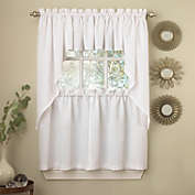 Sweet Home Collection   Opaque Ribcord Kitchen Window Curtains, Valance, White