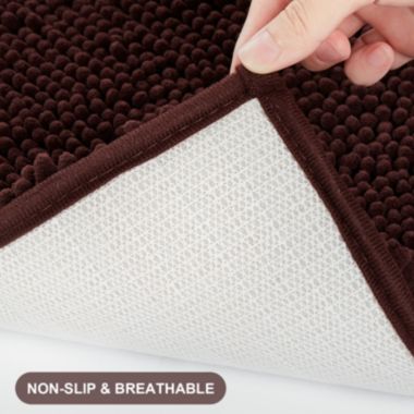 Vicyak Chenille Bathroom Rug 17''x24'', Brown. View a larger version of this product image.