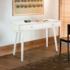 Alternate image 3 for The Bianco Collection Viola 44" Rectangular Italian Carrara White Marble Writing Desk with White Legs