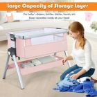 Alternate image 1 for Slickblue Baby Bassinet Bedside Sleeper with Storage Basket and Wheel for Newborn-Pink