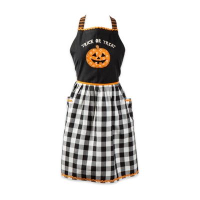 Contemporary Home Living 31" x 40" Orange, Black, and White Halloween Jack O Lantern Collection Trick Or Treat Apron