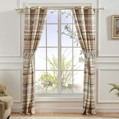 Barefoot Bungalow Phoeni" x  with 2-Panels And 2-Tie Backs Window Curtain Panel Pair - 42" x 84" -  Tan