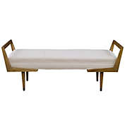 Contemporary Home Living 4.75&#39; Ivory and Brown Waylon Wood Bench