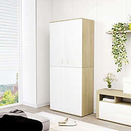 vidaXL Shoe Cabinet White and Sonoma Oak 31.5