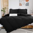 Alternate image 2 for PiccoCasa 3 Pieces King Black Soft Duvet Cover Sets, 110GSM Ruffle Fringe Brushed Breathable Comdy Bed Comforter Quilt Cover Sets (1 Duvet Cover + 2 Pillowcases) with Corner Ties