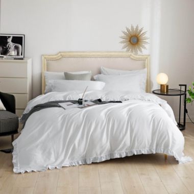 Dolce Mela Home Decorative Dm807T   Twin Size 4 Piece Duvet Cover Set Ruffled Bedding 100% Cotton. View a larger version of this product image.