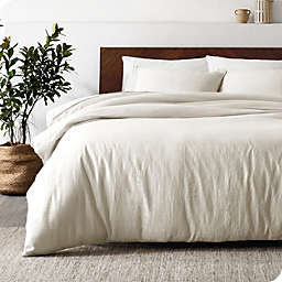 Bare Home Linen Duvet Cover and Sham Set - Premium Ultra-Soft Linen - Hypoallergenic, Easy Care (King/California King, Soft White)