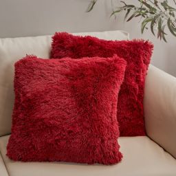 Cheer Collection Set of 2 Shaggy Long Hair Throw Pillows   Super Soft and Plush Faux Fur Accent Pillows - 18 x 18 inches