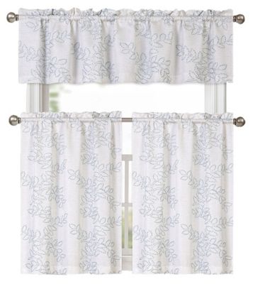3 Pce Cafe White FLORA Lace Kitchen Window Curtain Set 
