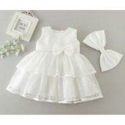 Laurenza&#39;s Girls&#39; Sleeveless Tier Romper with Clip-On Bow