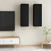 vidaXL TV Cabinets 2 pcs Black 12"x11.8"x35.4" Engineered Wood