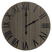 Elegant Designs Handsome 21" Rustic Farmhouse Wood Wall Clock, Rustic Gray