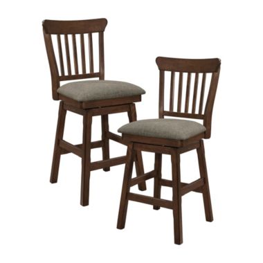 Lazzara Home Cicero 42 in. Dark Brown Full Back Wood Frame Swivel Dining Bar Stool with Fabric Seat (Set of 2). View a larger version of this product image.