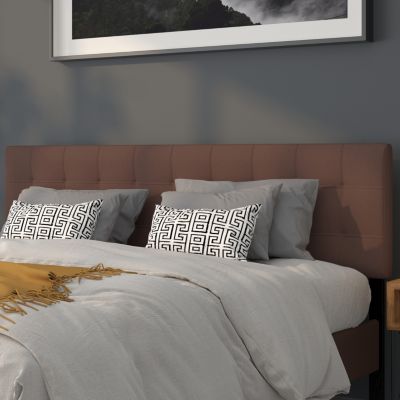 Flash Furniture Bedford Tufted Upholstered King Size Headboard in Dark Brown Fabric