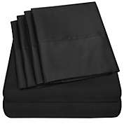 Sweet Home Collection   6 Piece Bed Sheets Set Solid Color 1500 Supreme Brushed Microfiber Sheets, Queen, Black