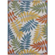 Nourison Aloha Floral Leaf Outdoor Area Rug Ivory/Multi 12' x 15'