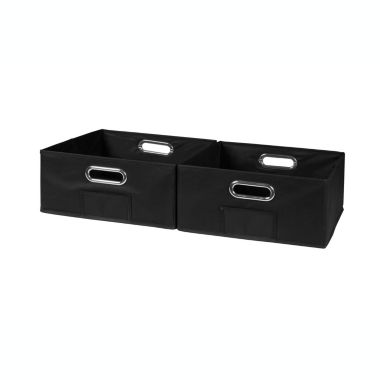 Niche Cubo Set of 2 Half-Size Foldable Fabric Storage Bin with Chrome Handles - Black. View a larger version of this product image.