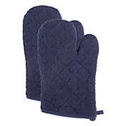 Contemporary Home Living Set of 2 French Blue Terry Stylish Oven Mitt, 13"
