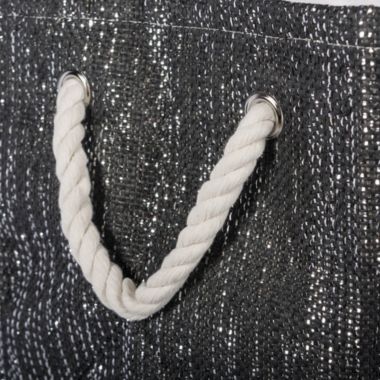 DII Black and Silver Woven Paper Bin with Rope Handles - 11 inches. View a larger version of this product image.