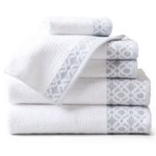 Market & Place Cotton Jacquard 6-Piece Bath Towel Set in White / Light Grey