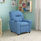 Alternate image 0 for Flash Furniture Contemporary Light Blue Vinyl Kids Recliner With Cup Holder - Light Blue Vinyl
