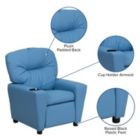 Alternate image 2 for Flash Furniture Chandler Contemporary Light Blue Vinyl Kids Recliner with Cup Holder