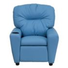 Alternate image 3 for Flash Furniture Chandler Contemporary Light Blue Vinyl Kids Recliner with Cup Holder