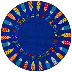 nuLOOM Rainbow Alphabet Area Rug, Round 8', Blue