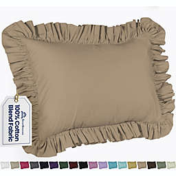 Ruffle Pillow case - Standard Pillow sham Camel, Ruffle Pillow Cover